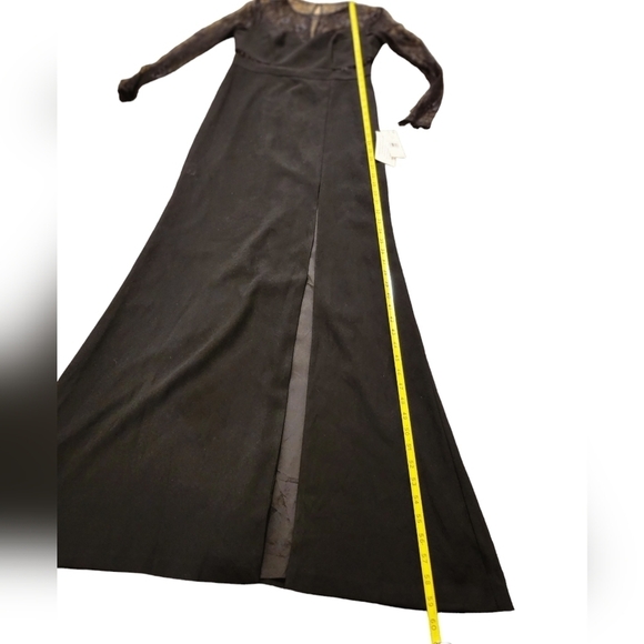 Aidan Mattox Maxi Long Sleeves Lace Bodice Evening Dress w/Slit Size 4 Black NWT - Picture 16 of 16